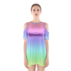 Pastel Rainbow Ombre Gradient Shoulder Cutout One Piece Dress by SpinnyChairDesigns