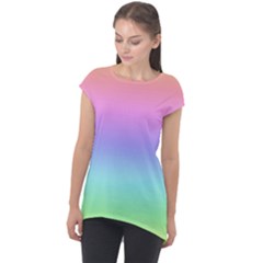 Pastel Rainbow Ombre Gradient Cap Sleeve High Low Top by SpinnyChairDesigns