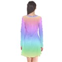 Pastel Rainbow Ombre Gradient Long Sleeve V-neck Flare Dress View2