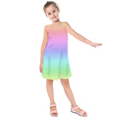 Pastel Rainbow Ombre Gradient Kids  Sleeveless Dress by SpinnyChairDesigns