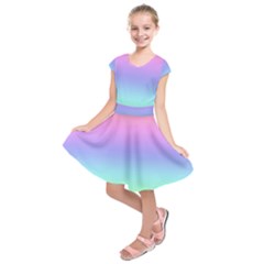 Pastel Rainbow Ombre Gradient Kids  Short Sleeve Dress by SpinnyChairDesigns