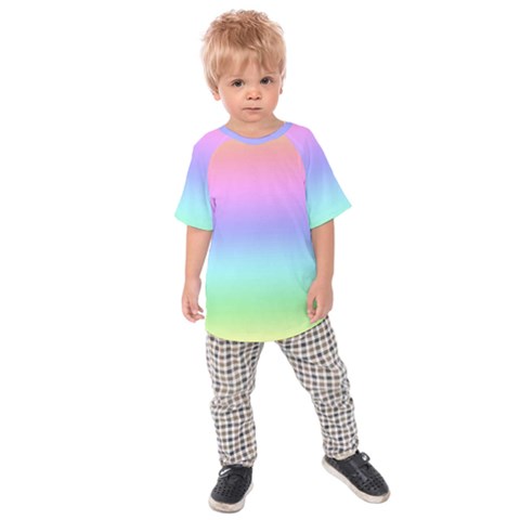 Pastel Rainbow Ombre Gradient Kids  Raglan Tee by SpinnyChairDesigns