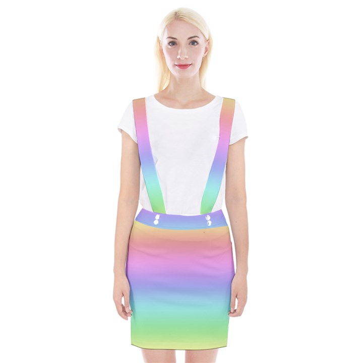 Pastel Rainbow Ombre Gradient Braces Suspender Skirt