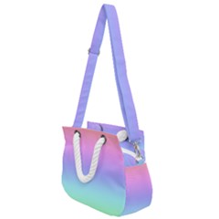 Pastel Rainbow Ombre Gradient Rope Handles Shoulder Strap Bag by SpinnyChairDesigns