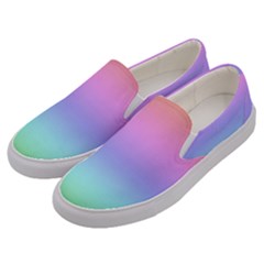 Pastel Rainbow Ombre Gradient Men s Canvas Slip Ons by SpinnyChairDesigns