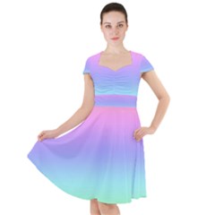 Pastel Rainbow Ombre Gradient Cap Sleeve Midi Dress by SpinnyChairDesigns