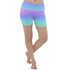 Pastel Rainbow Ombre Gradient Lightweight Velour Yoga Shorts by SpinnyChairDesigns