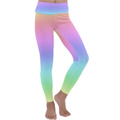 Pastel Rainbow Ombre Gradient Kids  Lightweight Velour Classic Yoga Leggings