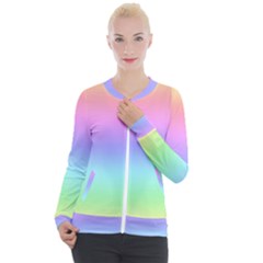 Pastel Rainbow Ombre Gradient Casual Zip Up Jacket by SpinnyChairDesigns