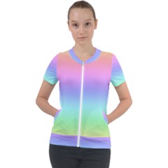 Pastel Rainbow Ombre Gradient Short Sleeve Zip Up Jacket by SpinnyChairDesigns