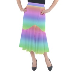 Pastel Rainbow Ombre Gradient Midi Mermaid Skirt by SpinnyChairDesigns