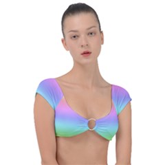 Pastel Rainbow Ombre Gradient Cap Sleeve Ring Bikini Top by SpinnyChairDesigns