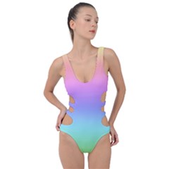 Pastel Rainbow Ombre Gradient Side Cut Out Swimsuit by SpinnyChairDesigns