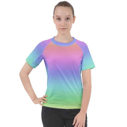 Pastel Rainbow Ombre Gradient Women s Sport Raglan Tee by SpinnyChairDesigns