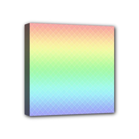 Pastel Rainbow Diamond Pattern Mini Canvas 4  X 4  (stretched) by SpinnyChairDesigns