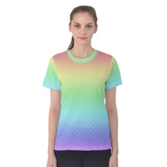 Pastel Rainbow Diamond Pattern Women s Cotton Tee