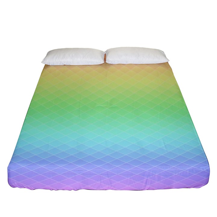 Pastel Rainbow Diamond Pattern Fitted Sheet (King Size)