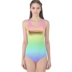 Pastel Rainbow Diamond Pattern One Piece Swimsuit by SpinnyChairDesigns