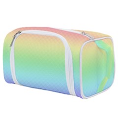 Pastel Rainbow Diamond Pattern Toiletries Pouch by SpinnyChairDesigns