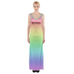 Pastel Rainbow Diamond Pattern Thigh Split Maxi Dress by SpinnyChairDesigns