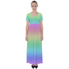 Pastel Rainbow Diamond Pattern High Waist Short Sleeve Maxi Dress by SpinnyChairDesigns