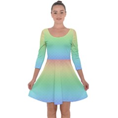 Pastel Rainbow Diamond Pattern Quarter Sleeve Skater Dress by SpinnyChairDesigns