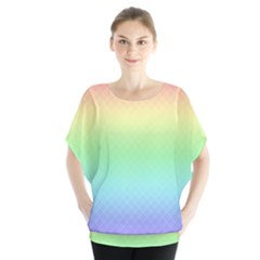 Pastel Rainbow Diamond Pattern Batwing Chiffon Blouse