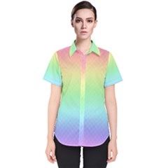 Pastel Rainbow Diamond Pattern Women s Short Sleeve Shirt