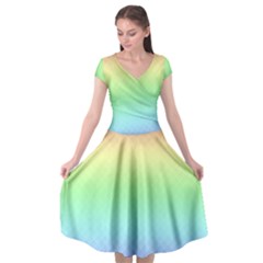 Pastel Rainbow Diamond Pattern Cap Sleeve Wrap Front Dress