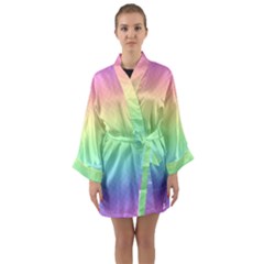 Pastel Rainbow Diamond Pattern Long Sleeve Satin Kimono