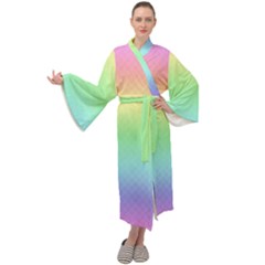 Pastel Rainbow Diamond Pattern Maxi Velour Kimono