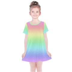 Pastel Rainbow Diamond Pattern Kids  Simple Cotton Dress