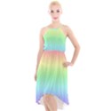 Pastel Rainbow Diamond Pattern High-Low Halter Chiffon Dress  View1