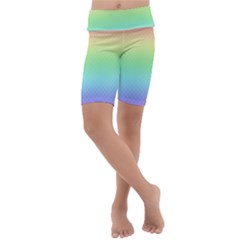 Pastel Rainbow Diamond Pattern Kids  Lightweight Velour Cropped Yoga Leggings by SpinnyChairDesigns