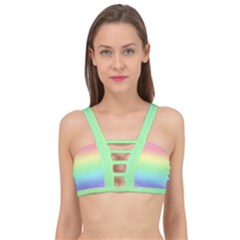 Pastel Rainbow Diamond Pattern Cage Up Bikini Top by SpinnyChairDesigns