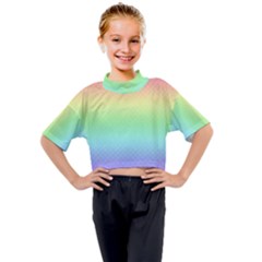 Pastel Rainbow Diamond Pattern Kids Mock Neck Tee