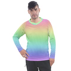 Pastel Rainbow Diamond Pattern Men s Pique Long Sleeve Tee