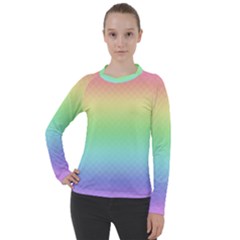 Pastel Rainbow Diamond Pattern Women s Pique Long Sleeve Tee