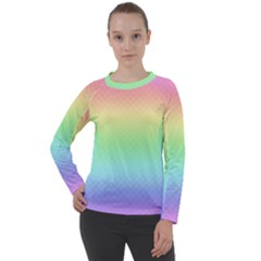 Pastel Rainbow Diamond Pattern Women s Long Sleeve Raglan Tee