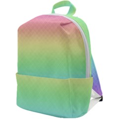 Pastel Rainbow Diamond Pattern Zip Up Backpack by SpinnyChairDesigns