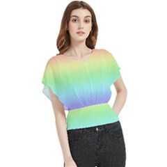 Pastel Rainbow Diamond Pattern Butterfly Chiffon Blouse