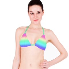 Rainbow Floral Ombre Print Bikini Top by SpinnyChairDesigns