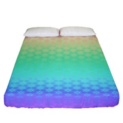 Rainbow Floral Ombre Print Fitted Sheet (queen Size) by SpinnyChairDesigns