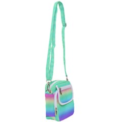 Rainbow Floral Ombre Print Shoulder Strap Belt Bag by SpinnyChairDesigns