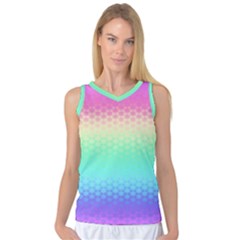 Rainbow Floral Ombre Print Women s Basketball Tank Top by SpinnyChairDesigns