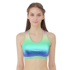 Rainbow Floral Ombre Print Sports Bra With Border by SpinnyChairDesigns