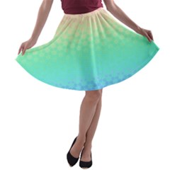 Rainbow Floral Ombre Print A-line Skater Skirt by SpinnyChairDesigns