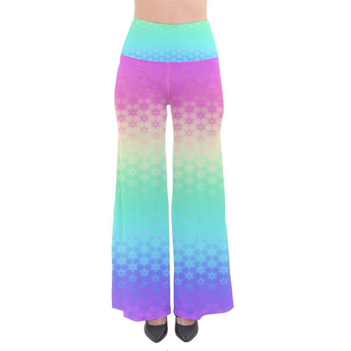 Rainbow Floral Ombre Print So Vintage Palazzo Pants