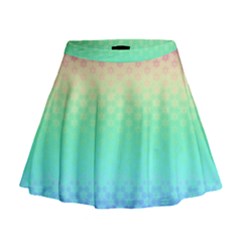 Rainbow Floral Ombre Print Mini Flare Skirt by SpinnyChairDesigns