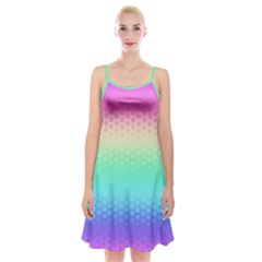 Rainbow Floral Ombre Print Spaghetti Strap Velvet Dress